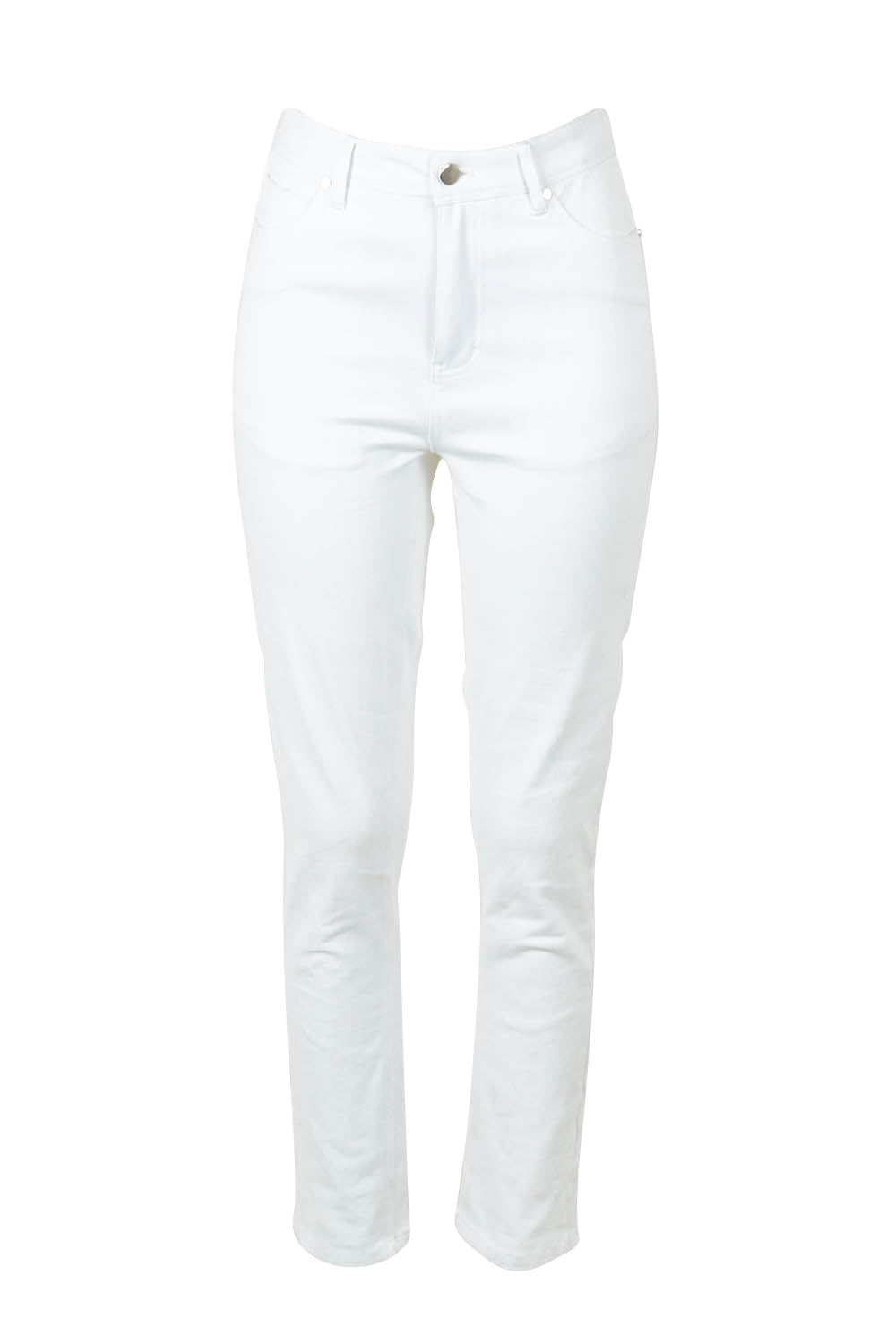 Product shot of the Belle Classic Fit High Waisted Jean in colour White (White), from the front