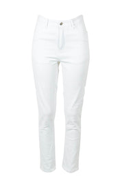 Product shot of the Belle Classic Fit High Waisted Jean in colour White (White), from the front