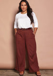 Belle Linen Blend Wide Leg Pants - Cocoa