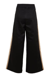 Product shot of the Belle Panelled Pull On Pants in colour Blackcamel (Black), from the back