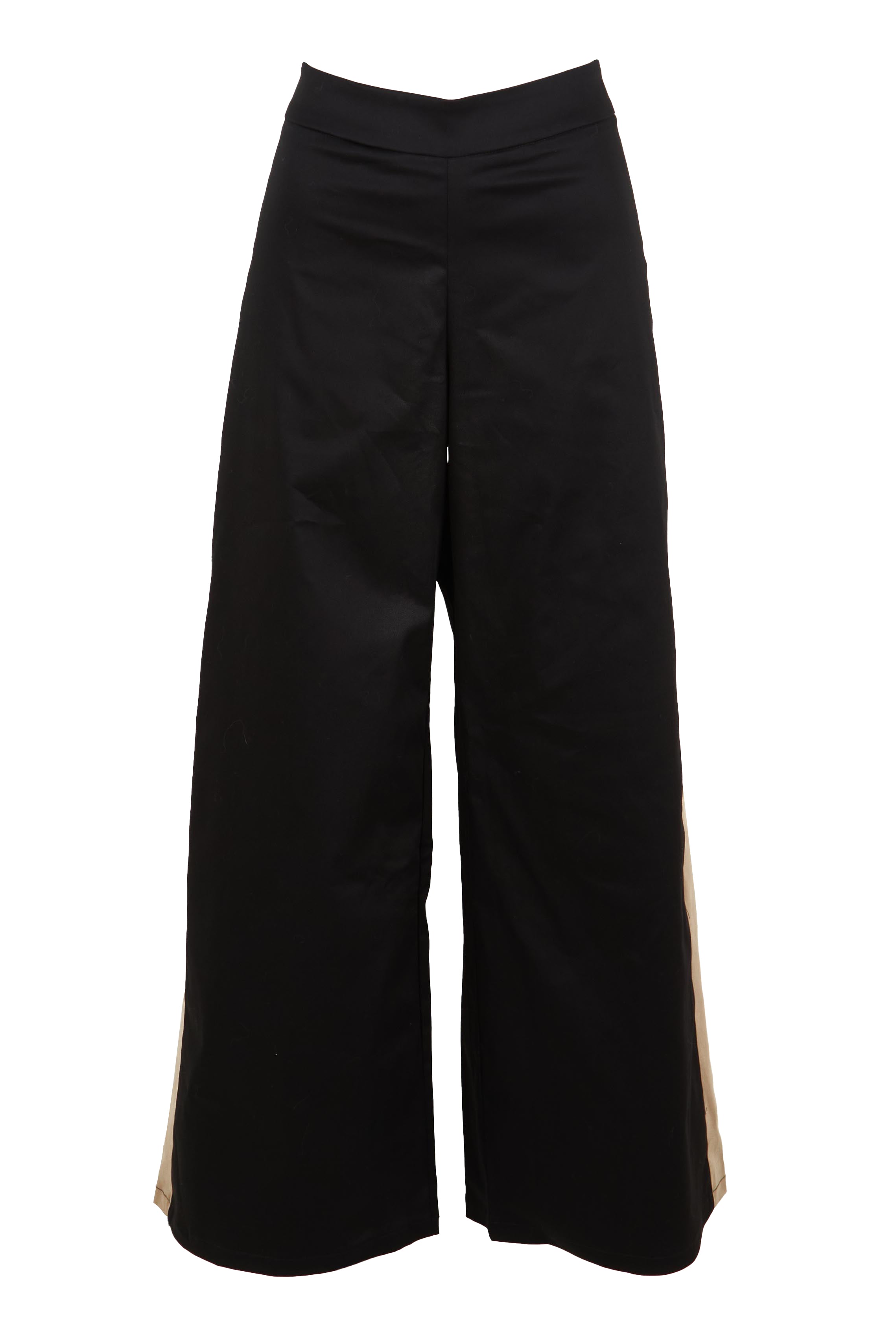 Product shot of the Belle Panelled Pull On Pants in colour Blackcamel (Black), from the front