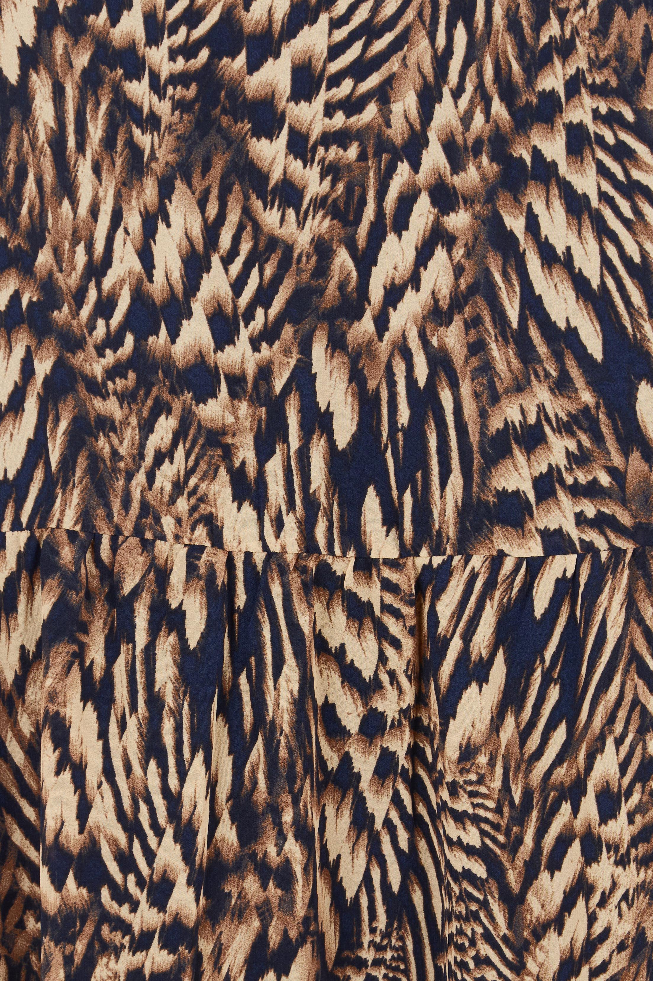 Product shot of the Belle Pull On Printed Tiered Skirt in colour Blacksand (Black), detail