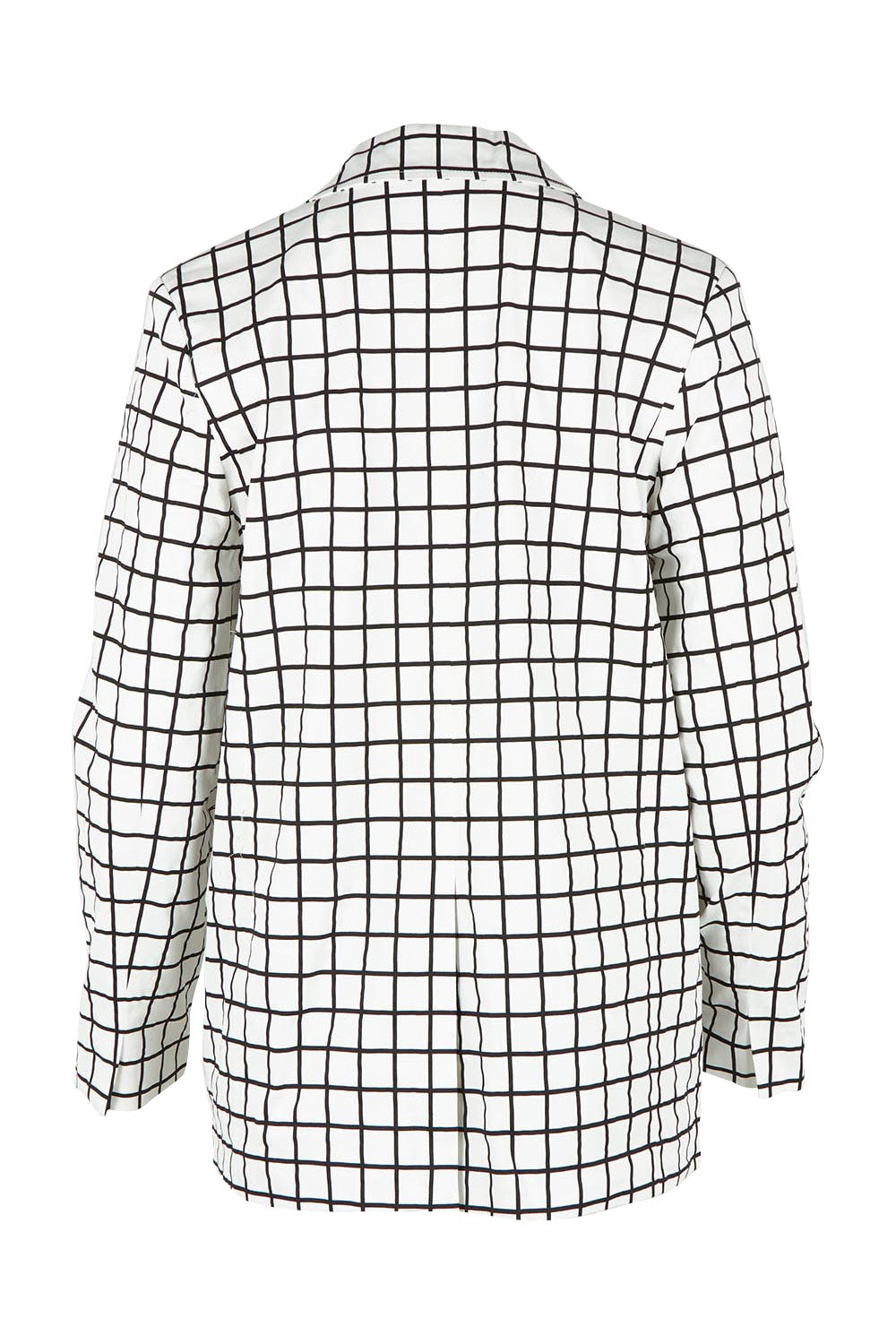 Product shot of the Belle Printed Cotton Blazer in colour Whiteblack (White), from the back