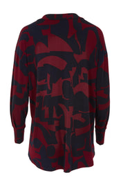 Product shot of the Belle Easywear V Neck Pop Over Top in colour Winenavy (Blue), from the back