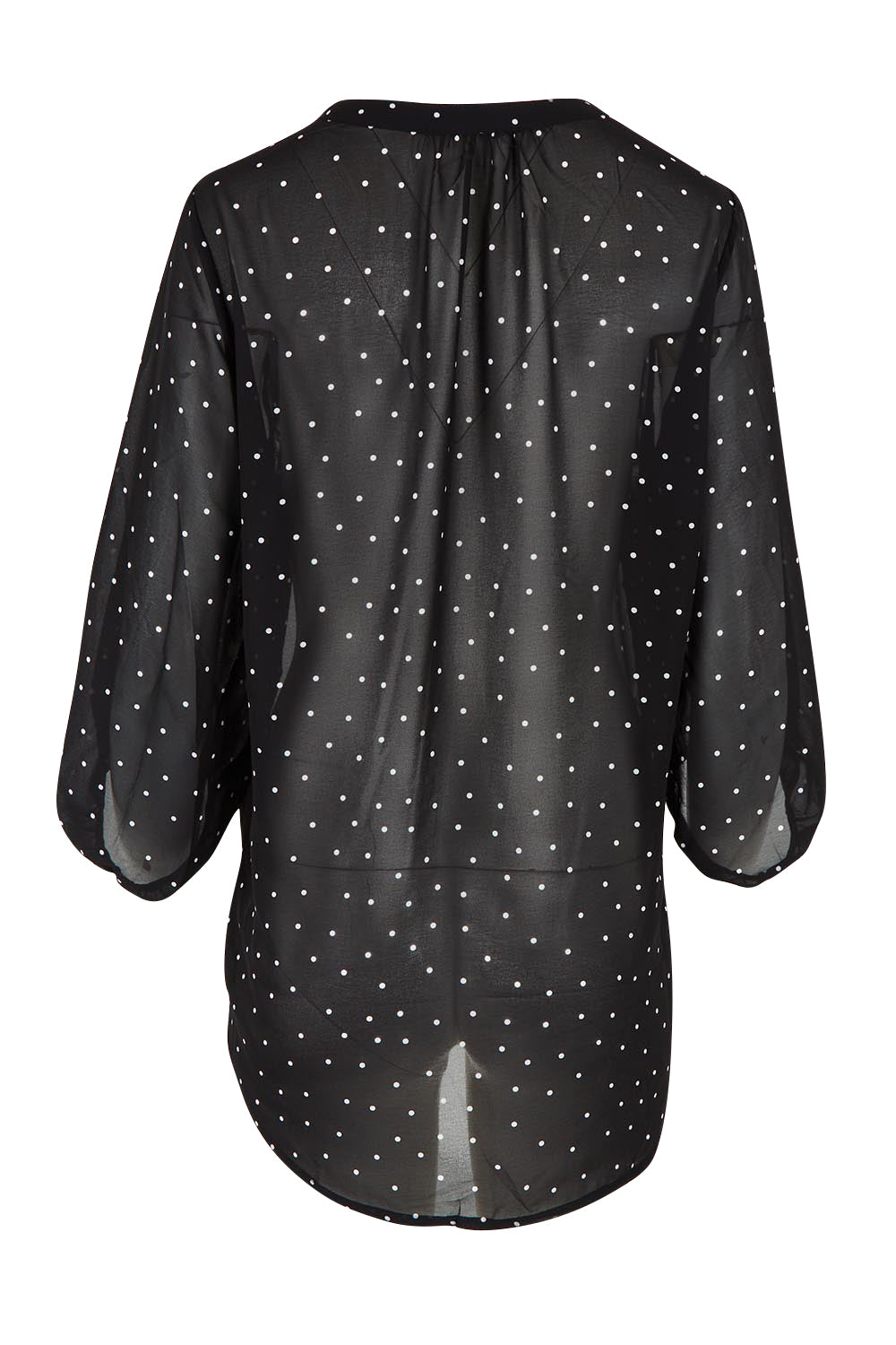 Product shot of the Belle Printed Full Sleeve Shirt in colour Blackwhite (Black), from the back