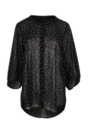 Product shot of the Belle Printed Full Sleeve Shirt in colour Blackwhite (Black), from the front