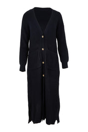 Product shot of the Belle Cosy Knit Coatigan in colour Navy (Blue), from the front