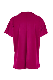 Product shot of the Belle Soft Draped Shoulder Tee in colour Magenta (Pink), from the back