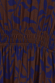 Product shot of the Belle Luxe Ecovero Printed Tiered Dress in colour Cobaltcoco (Blue), detail