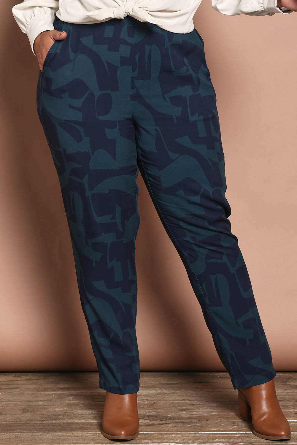 Belle Luxe Ecovero Printed Draped Pant – Bluelagoon