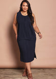 Belle Crinkle No Iron Scoop Neck Tank - Darknavy