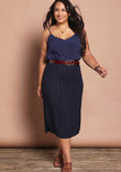 Belle Crinkle No Iron Pull on Straight Skirt - Darknavy