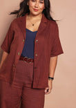 Belle Linen Blend Shacket - Cocoa