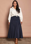 Belle Luxe Panelled Maxi Skirt – Navy