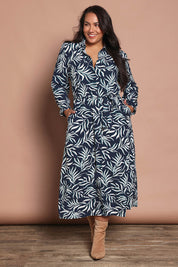 Belle Draped Shirtmaker A Line Dress – Abstract