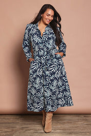 Belle Draped Shirtmaker A Line Dress – Abstract