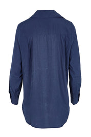 Product shot of the Belle Easy Wear Every Wear Blouse - Deep navy in colour Deep Navy, from the back