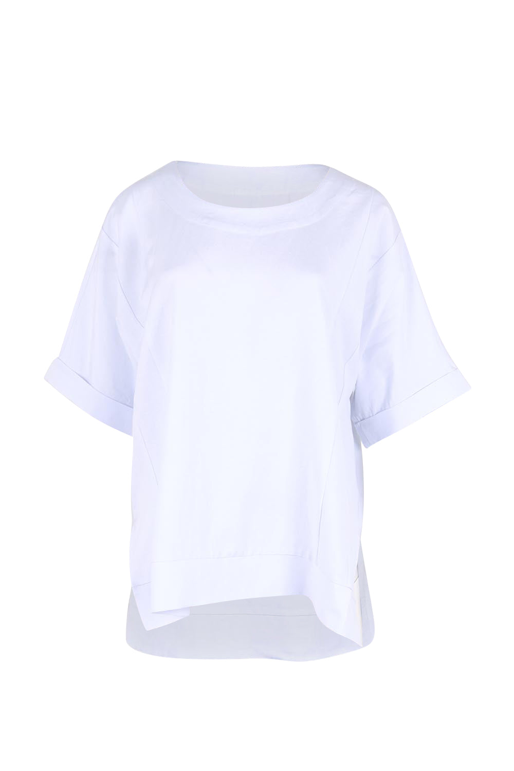 Product shot of the Belle Wear Anywhere Woven Tee  - White in colour White, from the front