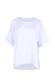 Product shot of the Belle Wear Anywhere Woven Tee  - White in colour White, from the front