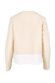 Product shot of the Belle Cotton Blend Colour Blocked Blazer – Creamivory in colour Creamivory, from the back