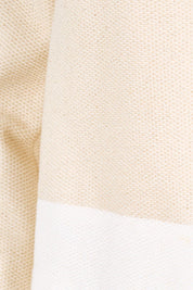 Product shot of the Belle Cotton Blend Colour Blocked Blazer – Creamivory in colour Creamivory, showing detail