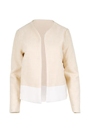 Product shot of the Belle Cotton Blend Colour Blocked Blazer – Creamivory in colour Creamivory, from the front