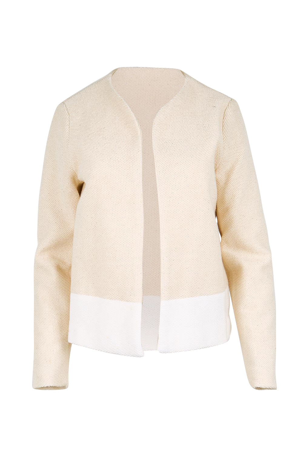 Product shot of the Belle Cotton Blend Colour Blocked Blazer – Creamivory in colour Creamivory, from the front