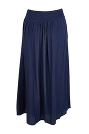 Product shot of the Belle Easy Wear Every Wear  Skirt  - Navy in colour Navy, from the back