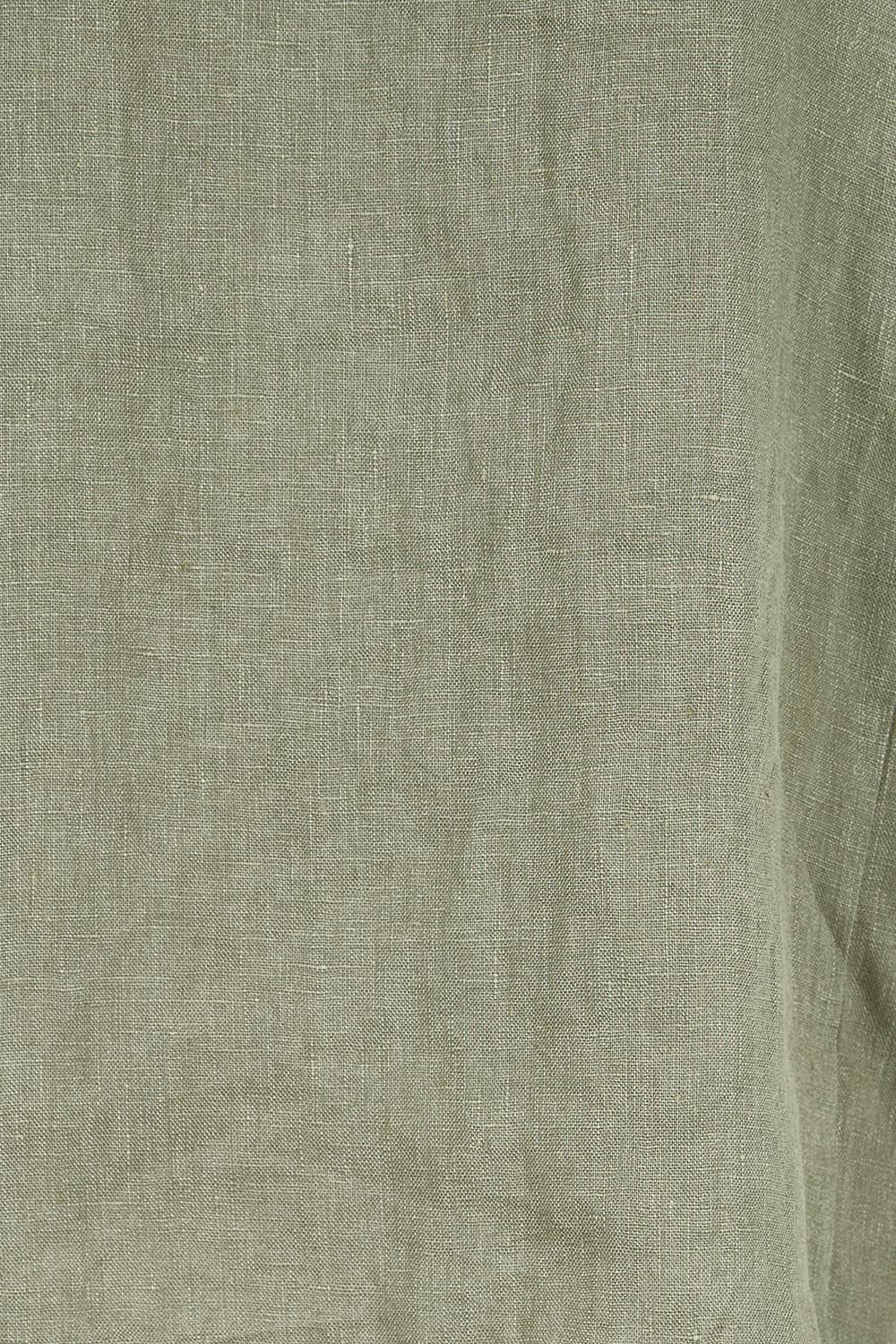 Product shot of the Belle Easy Wear Linen Scoop Tee – Olive in colour Olive, showing detail
