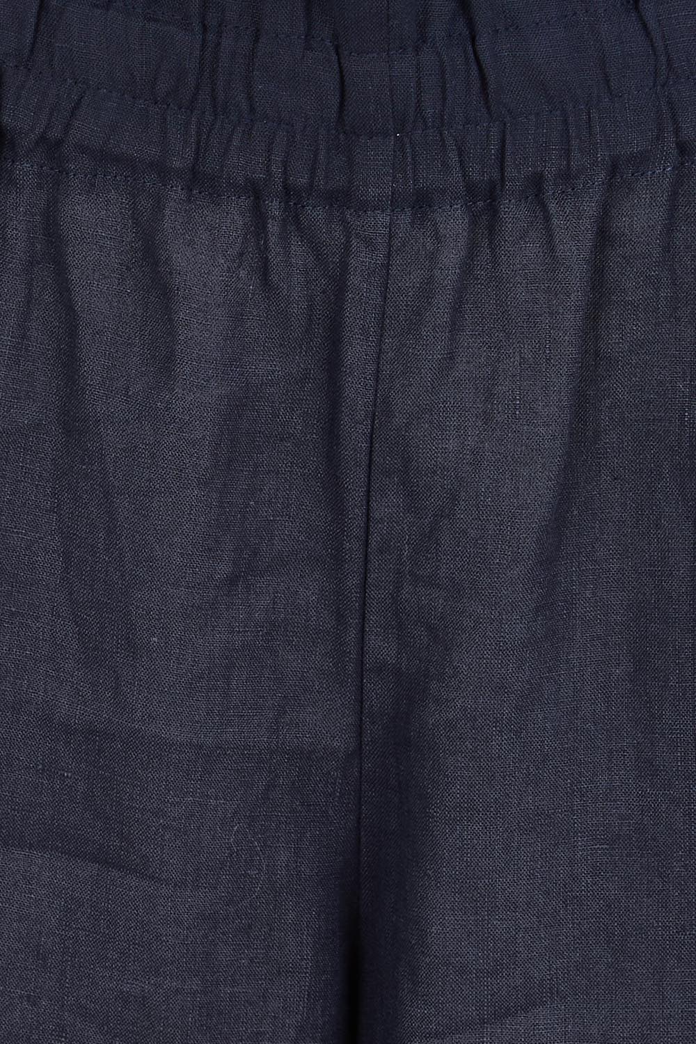 Product shot of the Belle Easy Wear Linen Pant – Navy in colour Navy, showing detail