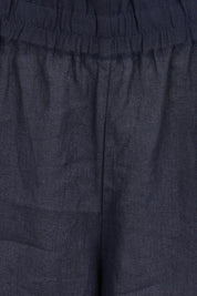 Product shot of the Belle Easy Wear Linen Pant – Navy in colour Navy, showing detail