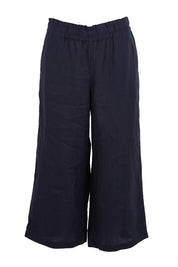 Product shot of the Belle Easy Wear Linen Pant – Navy in colour Navy, from the front