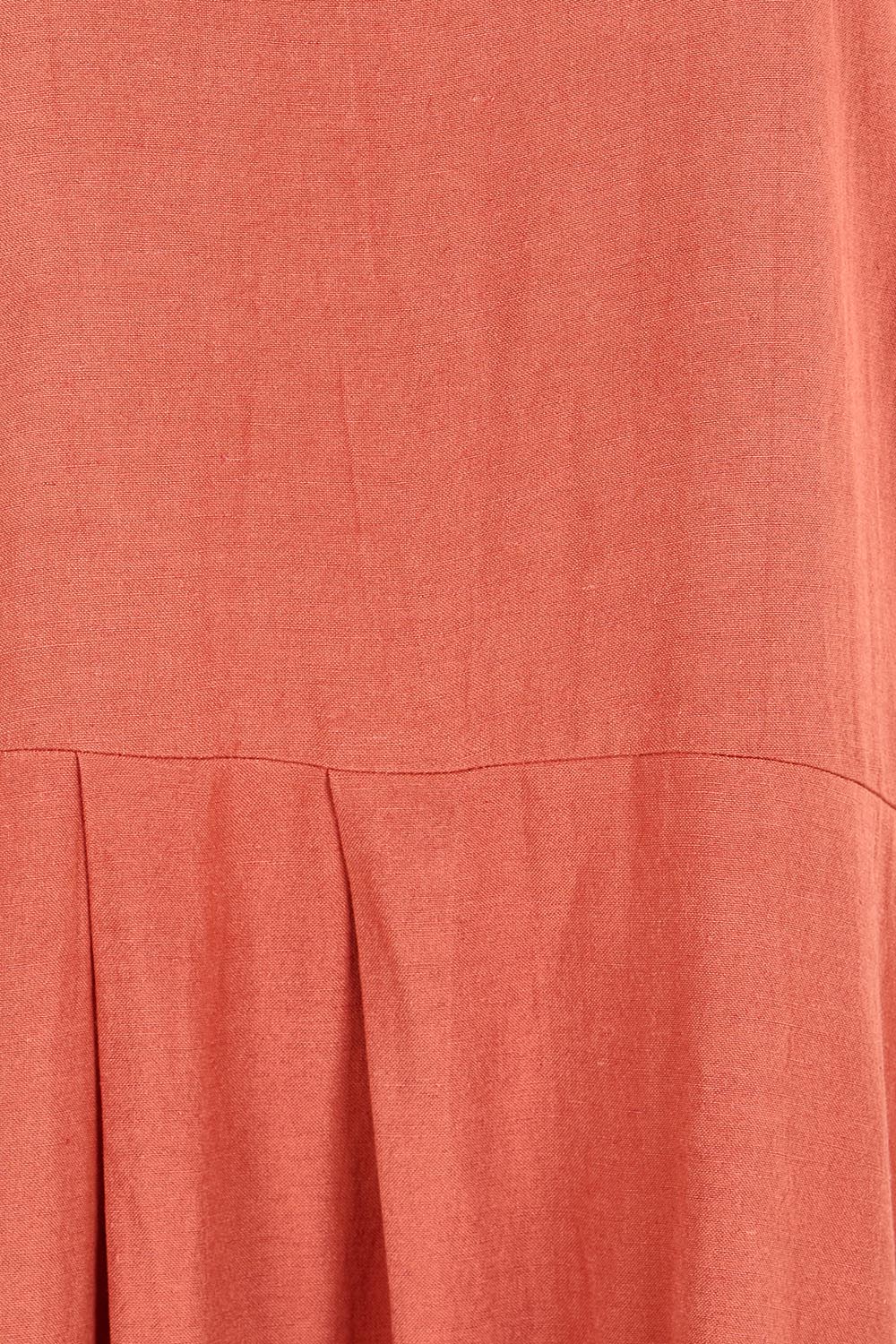 Product shot of the Belle Wear Anywhere Linen Blend Dress  - Sienna in colour Sienna, showing detail