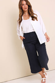 Model Lauraw wearing size 14 of the Belle Easy Wear Every Wear Shirt  - White in colour White, from the front
