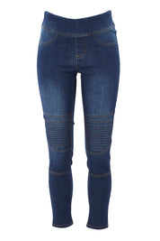 Product shot of the Wild Heart Stitched Jeggings in colour Drkdenim (Blue), from the front