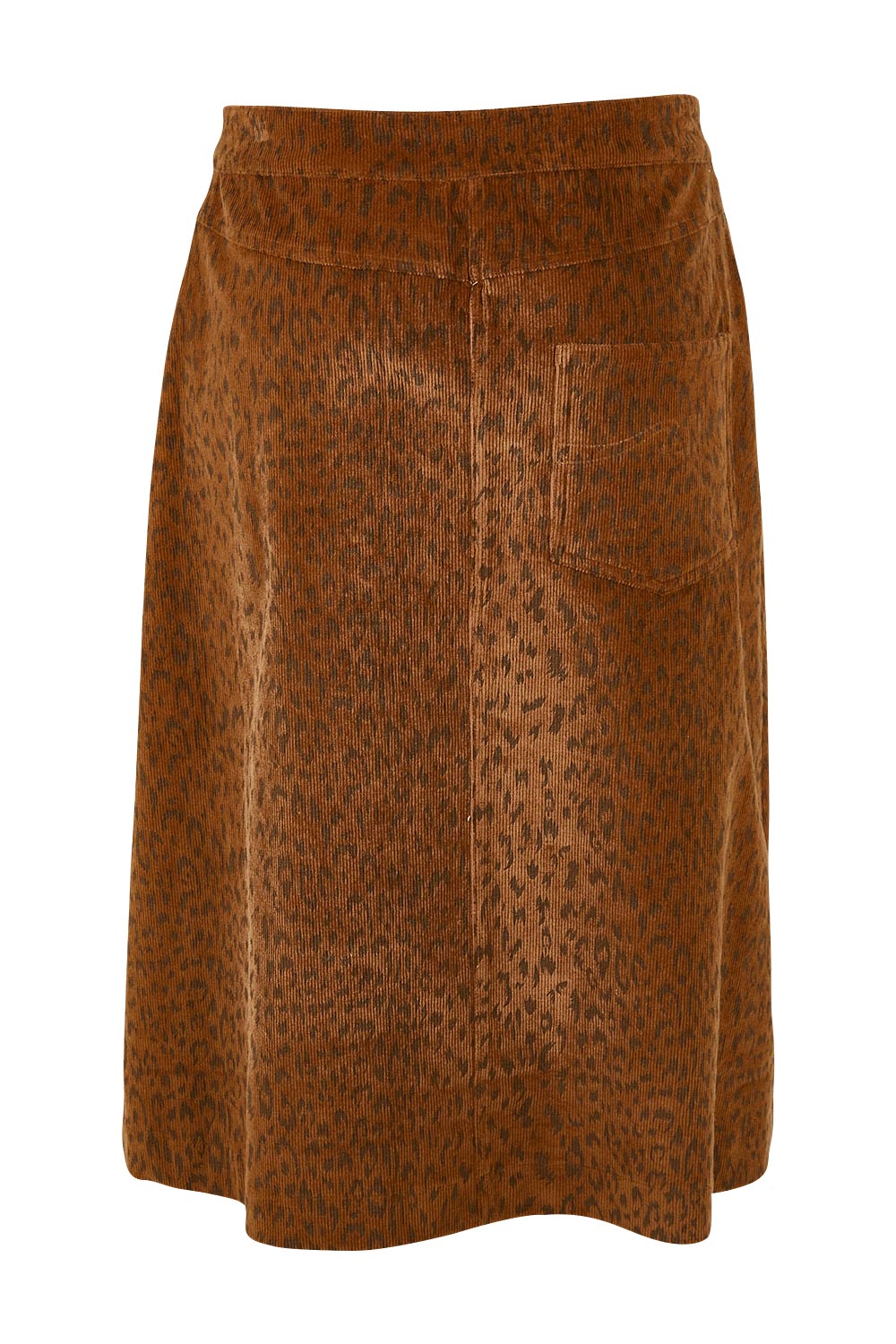 Product shot of the Ready For You Cord Skirt in colour Wild, from the back