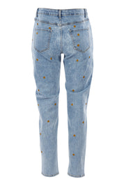 Product shot of the Paper Daisy High Waisted Jeans in colour Denim (Blue), from the back