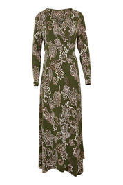Product shot of the Life Is Beautiful Wrap Maxi Dress in colour Greenpais (Green), from the front