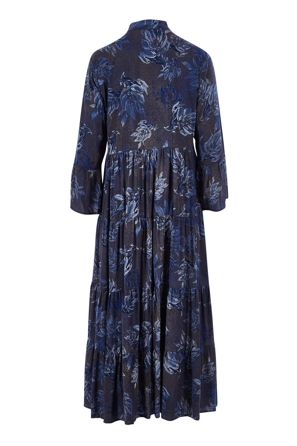 Product shot of the Its Easy Loving You Tiered Dress in colour Bluefleur (Blue), from the back