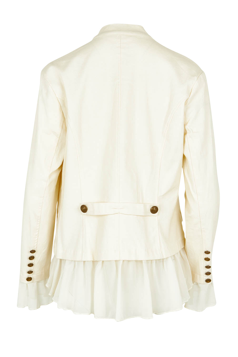 Product shot of the Commander Of Love Jacket in colour Ecru, from the back
