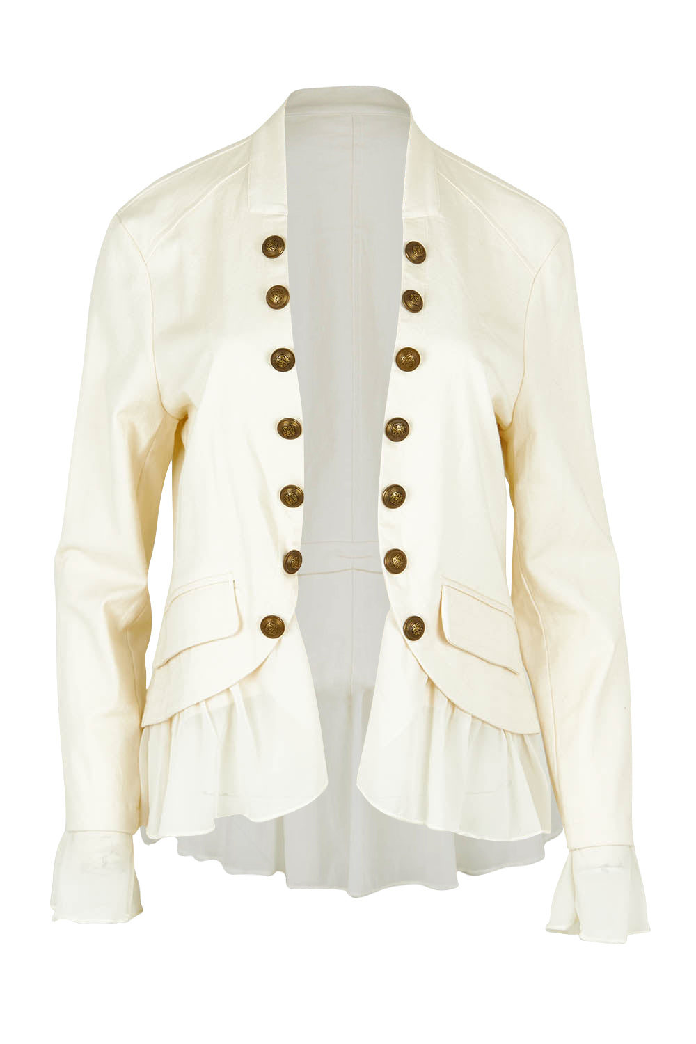 Product shot of the Commander Of Love Jacket in colour Ecru, from the front
