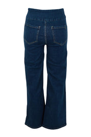 Product shot of the Easy As Plain Pull On Jeans in colour Darkdenim (Blue), from the back