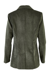 Product shot of the Highland Cord Blazer in colour Pine (Green), from the back