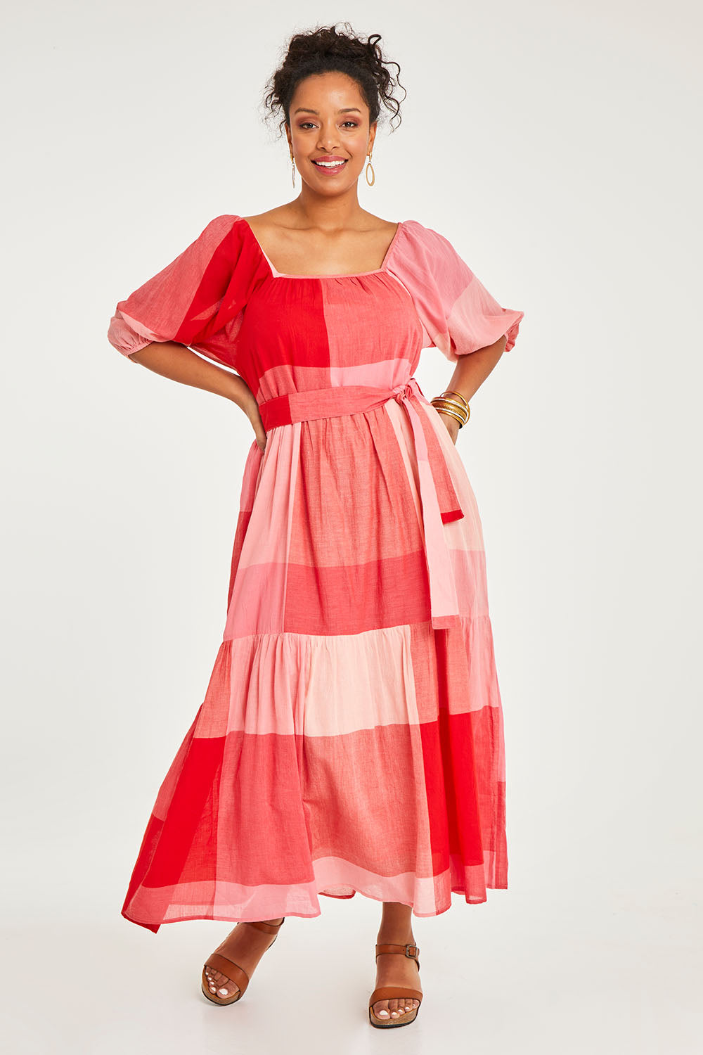 Preloved Twirl Worthy Cotton Maxi Dress - Redpink