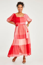 Preloved Twirl Worthy Cotton Maxi Dress - Redpink