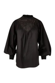 Product shot of the Lady Whistledown Blouse in colour Black (Black), from the front