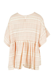 Product shot of the Perfect As You Are Stripe Top in colour Peach (Pink), from the back