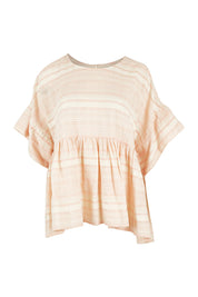 Product shot of the Perfect As You Are Stripe Top in colour Peach (Pink), from the front