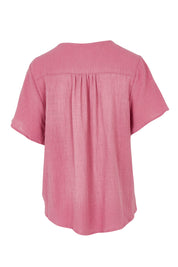 Product shot of the Cute As A Button Blouse in colour Dustyrose (Pink), from the back