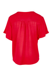 Product shot of the Cute As A Button Blouse in colour Red (Red), from the back